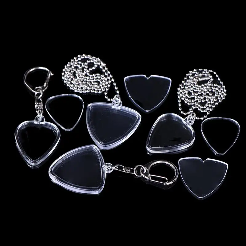 1Set Gitarristen Lagerung Gitarre Pick Sammlung Box Klar Halter Schlüsselbund Tasche Herzförmige Picks Größe Fall Musical Zubehör Image