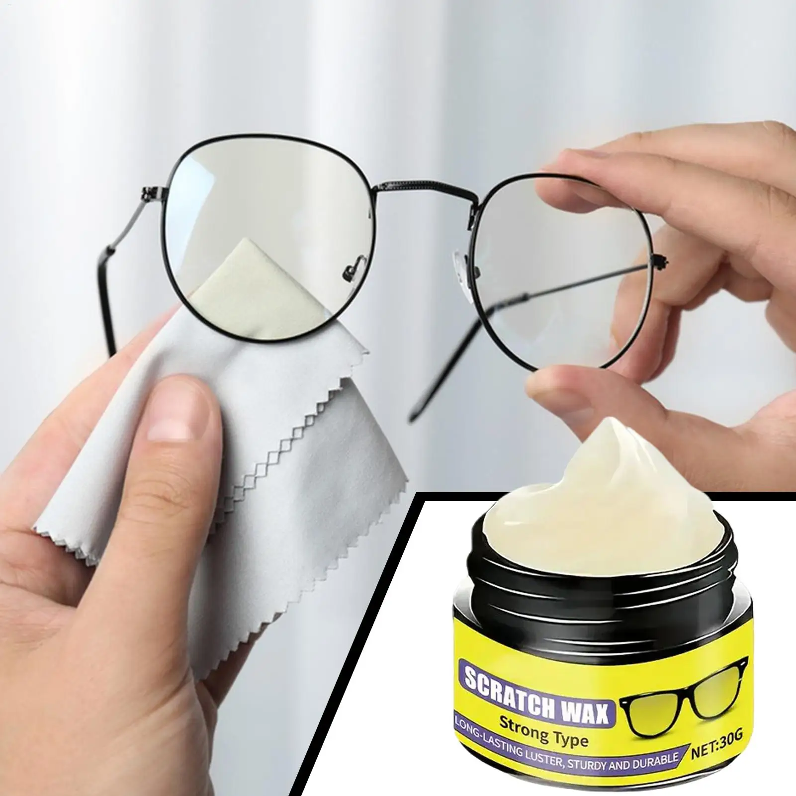 Brillen-Kratzer-Entferner, 30 g, Linsen-Kratzer-Entferner, Brillen-Linsen-Schleifen, Reparatur-Reiniger, multifunktionale Linsen-Reinigungscreme Image