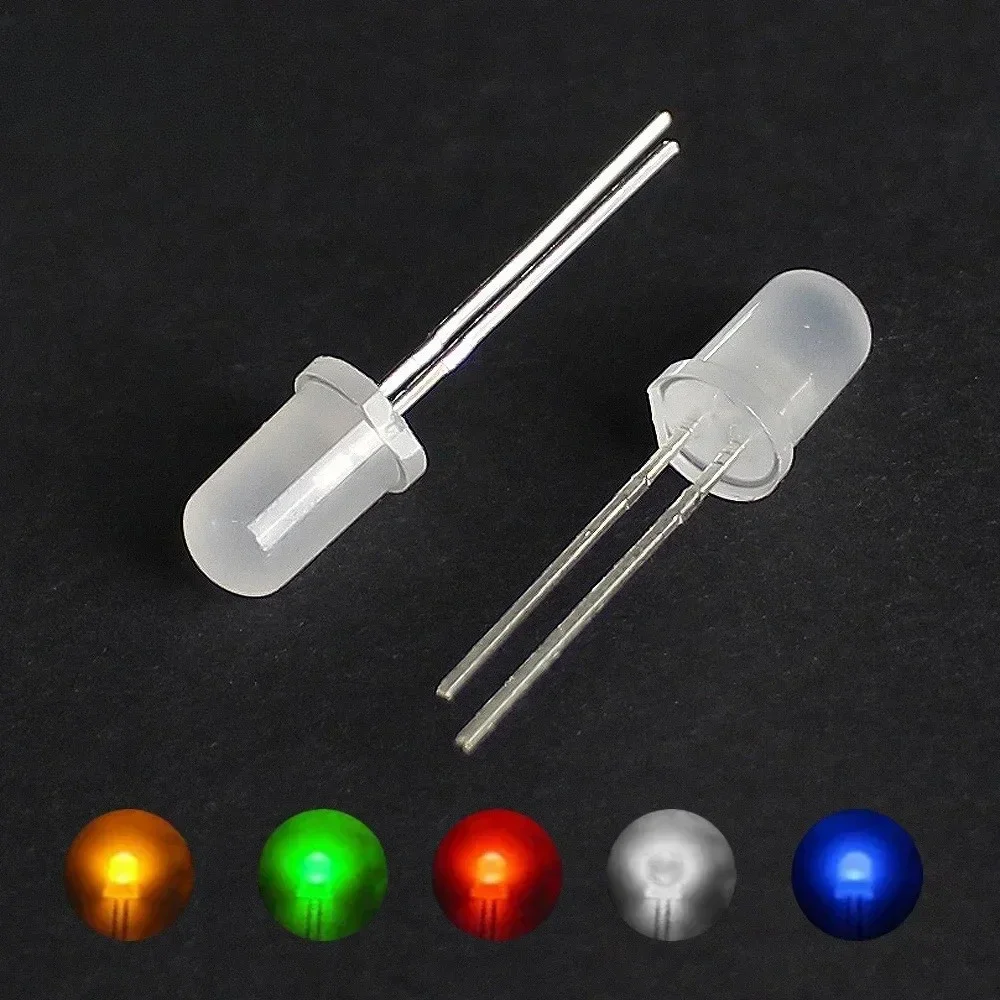 50/100PCS 3mm 5mm 8mm 10mm LED Dioden Sortiertes Kit Rot Gelb Blau Grün Weiß Diffuses Nebelscheinwerfer LED-Set für DIY-Elektronik Image