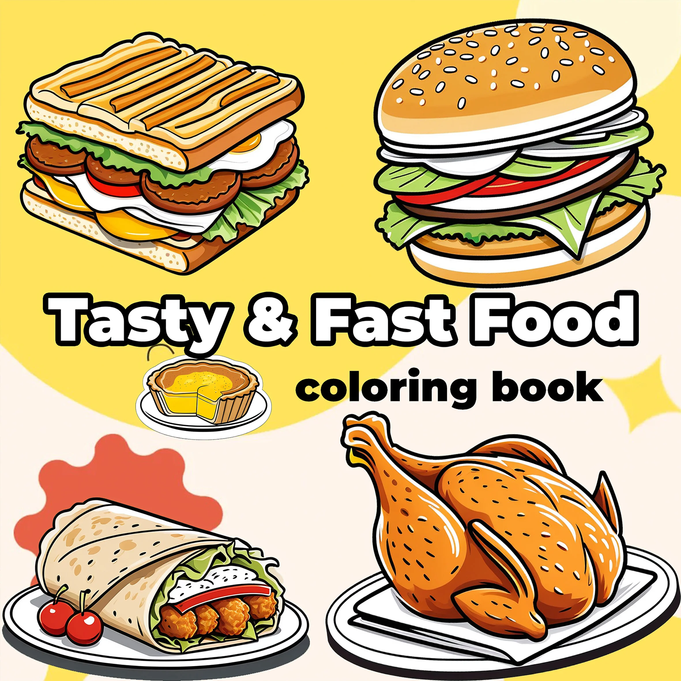 FOOD Mutige, einfache Muster, Malbuch für Erwachsene, niedliches Zeichenbuch, perfektes Geschenk für Party und Geburtstag Image