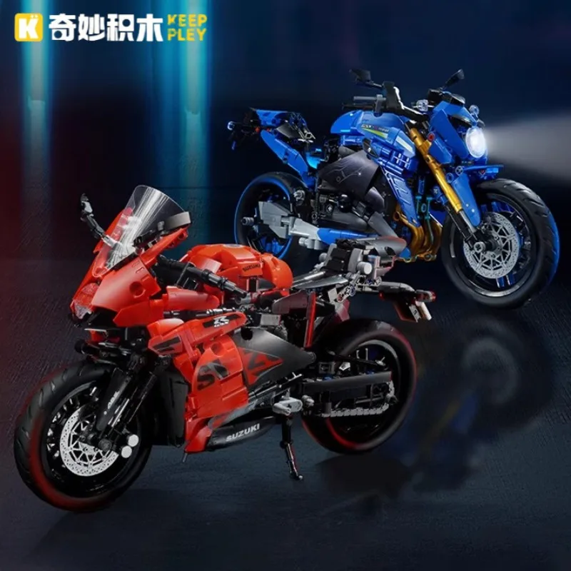 Keeppley Suzuki GSX-S1000R Montage Motorrad Bausteine Spielzeug Sammeln Modell Desktop Ornament Kinder Urlaub Geschenk Image