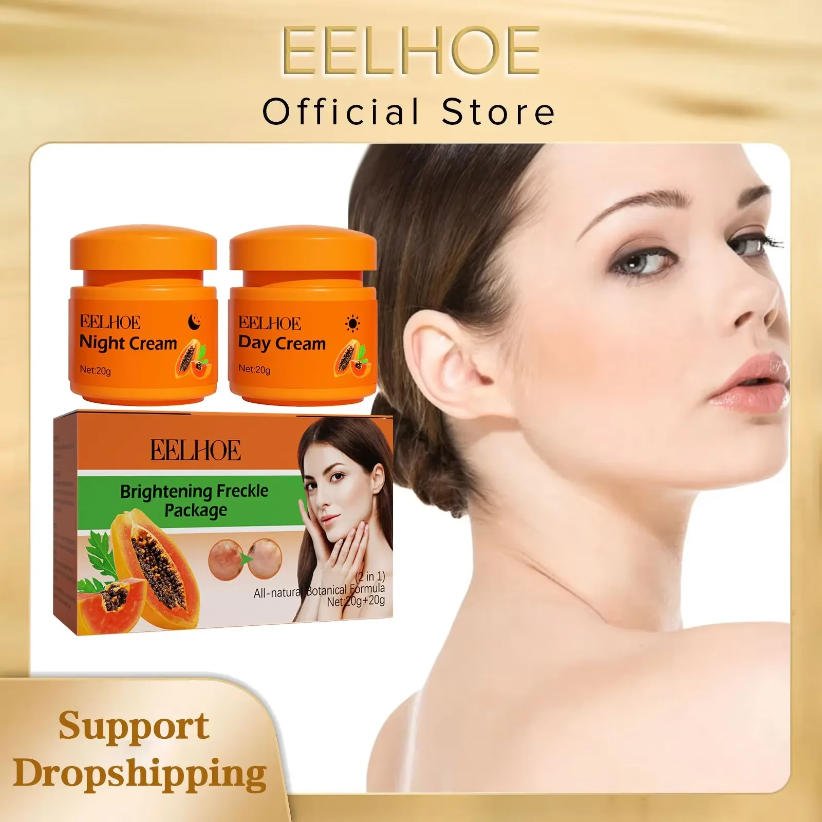 EELHOE Whitening Freckle Cream Anti Pigment Dark Spot Corrector Lighten Skin Brightening Papaya Cream Tag- und Nachtcreme 40g Image