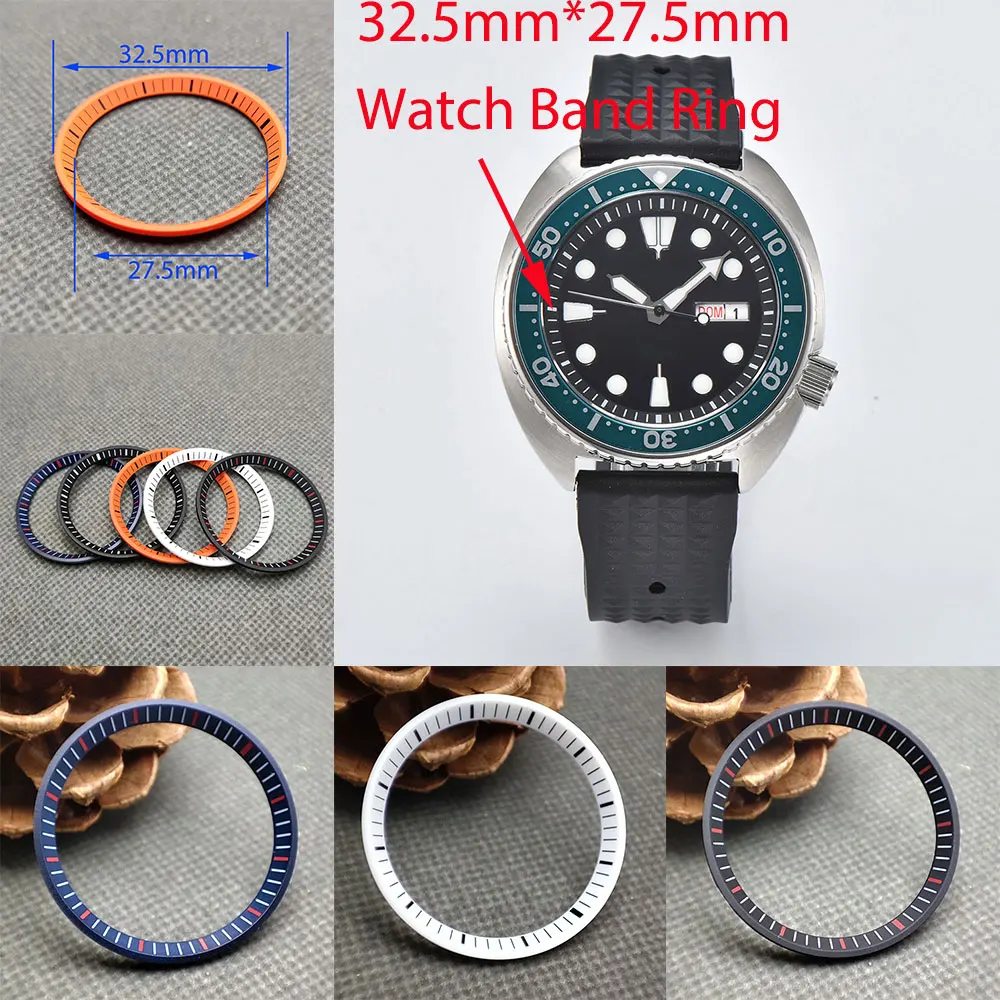 SKX 32,5 mm * 27,5 mm NH35/36 Uhrenkapitelring, passend für SRPE-Gehäuse, ersetzt Hartplastik-Innenring, Größe 32,5 * 27,5 mm Abalone-Gehäuse Image
