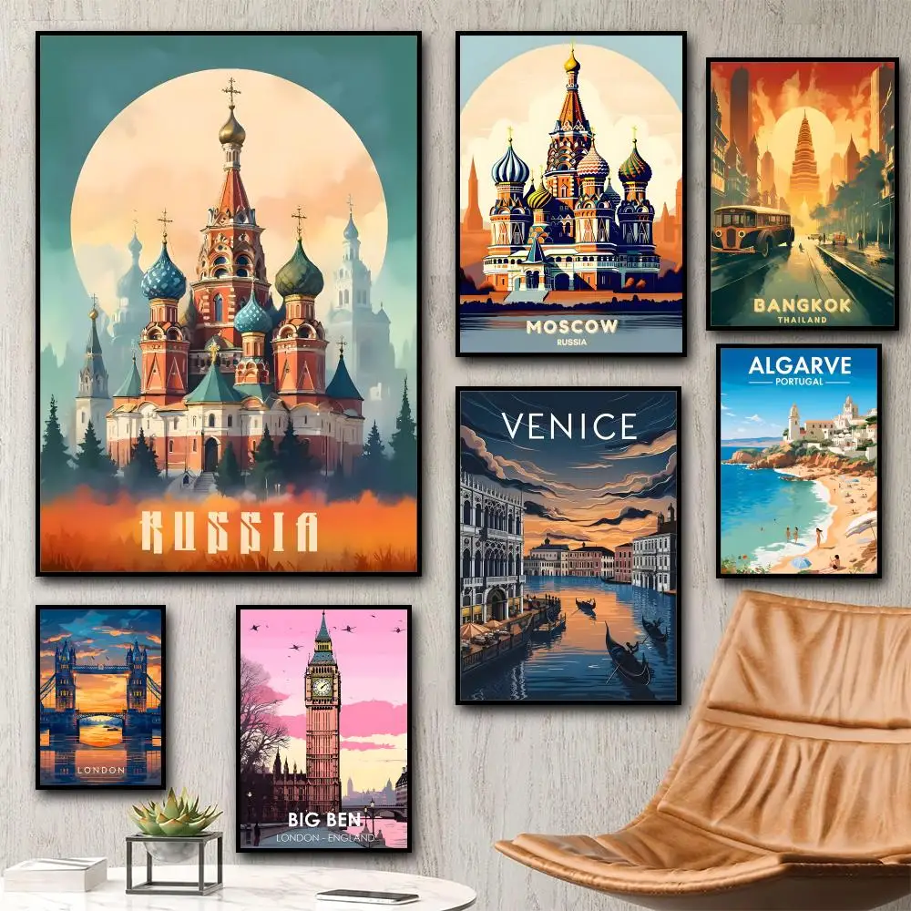 Modernes Reise-Reise-Stadtgemälde, HD-Poster, Wohnzimmer, Schlafzimmer, Bar, ästhetische Dekoration Image