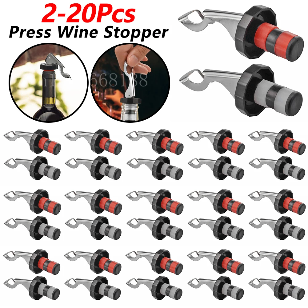 2-20Pcs Presse Wein Stopper Vakuum Versiegelt Stecker Wein Flasche Stopper Wein Champagner Kappen Bar Utensilien Küche werkzeuge Wein Flasche Stopper Image