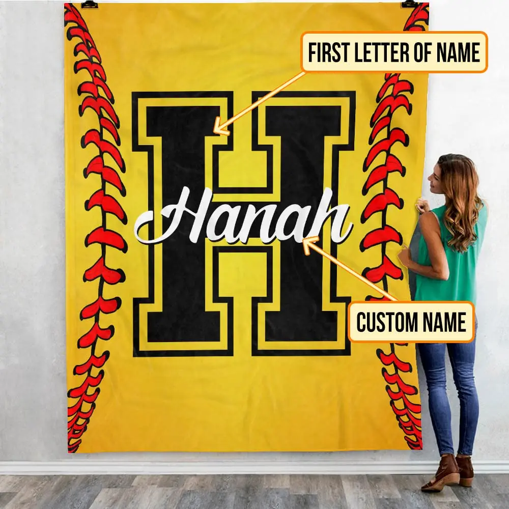 Maßgeschneiderte Softballdecke für Teenager-Mädchen mit Namen – Senior Night Gifts 2025, Fleecedecke für Verliebte Image