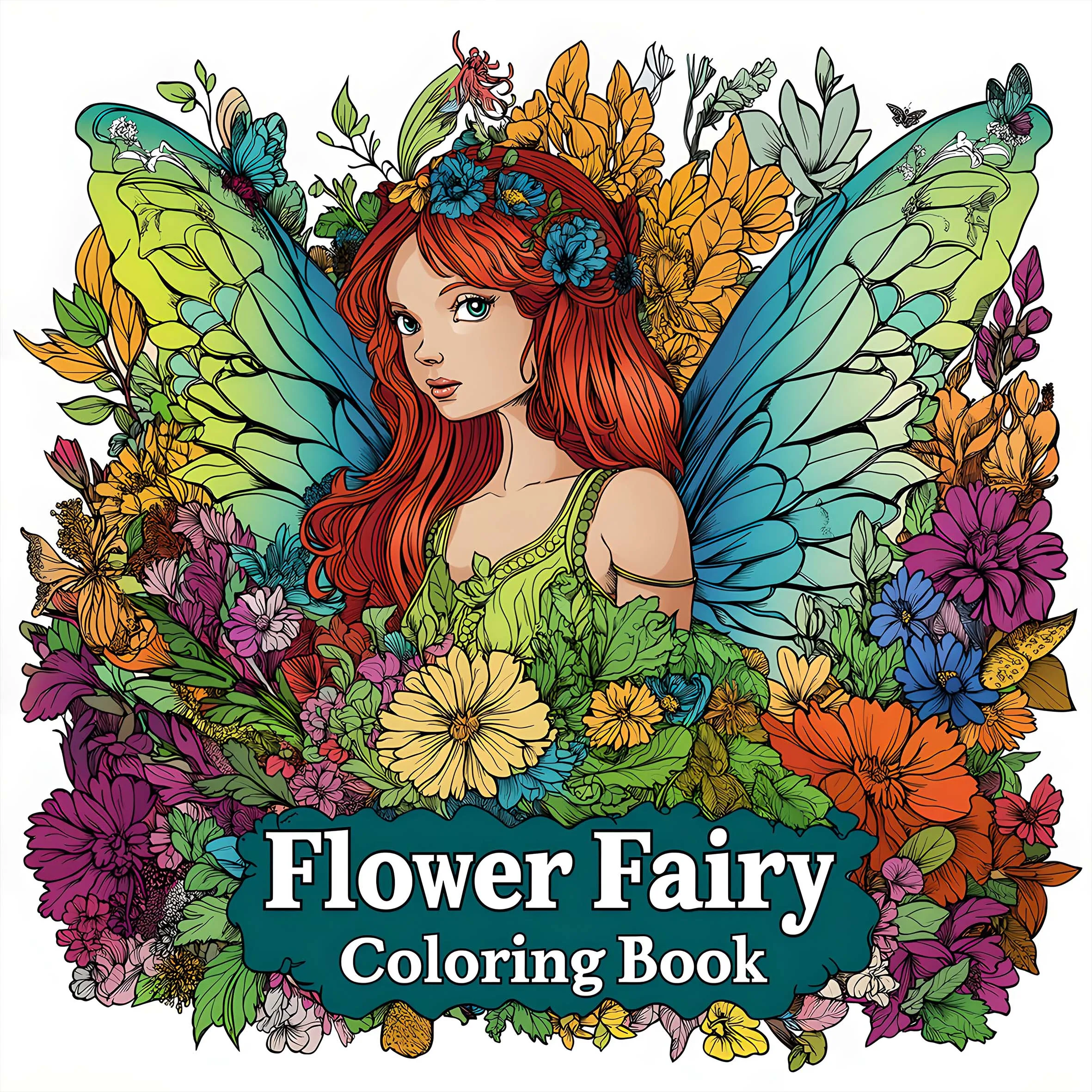Blumenfee-Malbuch, 24 Seiten, Bilderbuch für Erwachsene, machen Sie Designs mit eigenen Farbstrichen, Graffiti-Malerei, Zeichnung, Kunstbuch Image