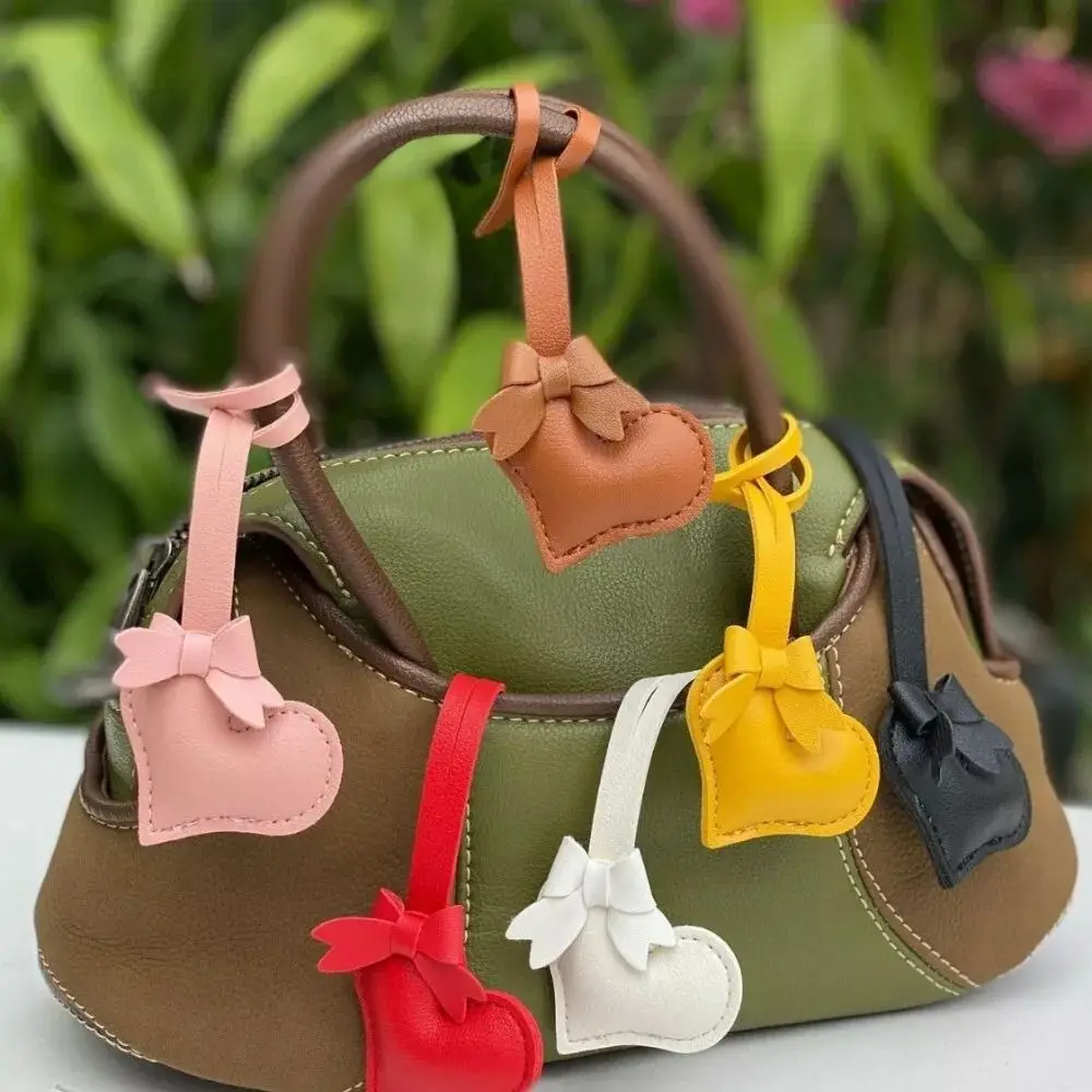 New Solid Color Heart Bag Pendant Bowknot Heart Shaped Daisy Car Keychain Soft Car Pendant Bag Image