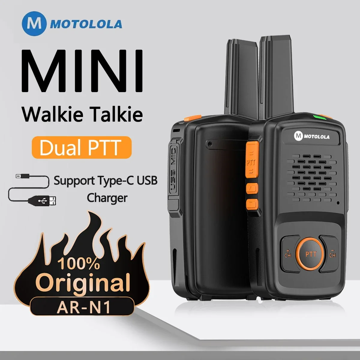 Motolola MT-N1 Mini-Walkie-Talkie – 16 Kanäle UHF 400–470 MHz, USB-Aufladung, Baofeng-kompatibles Funkgerät Image