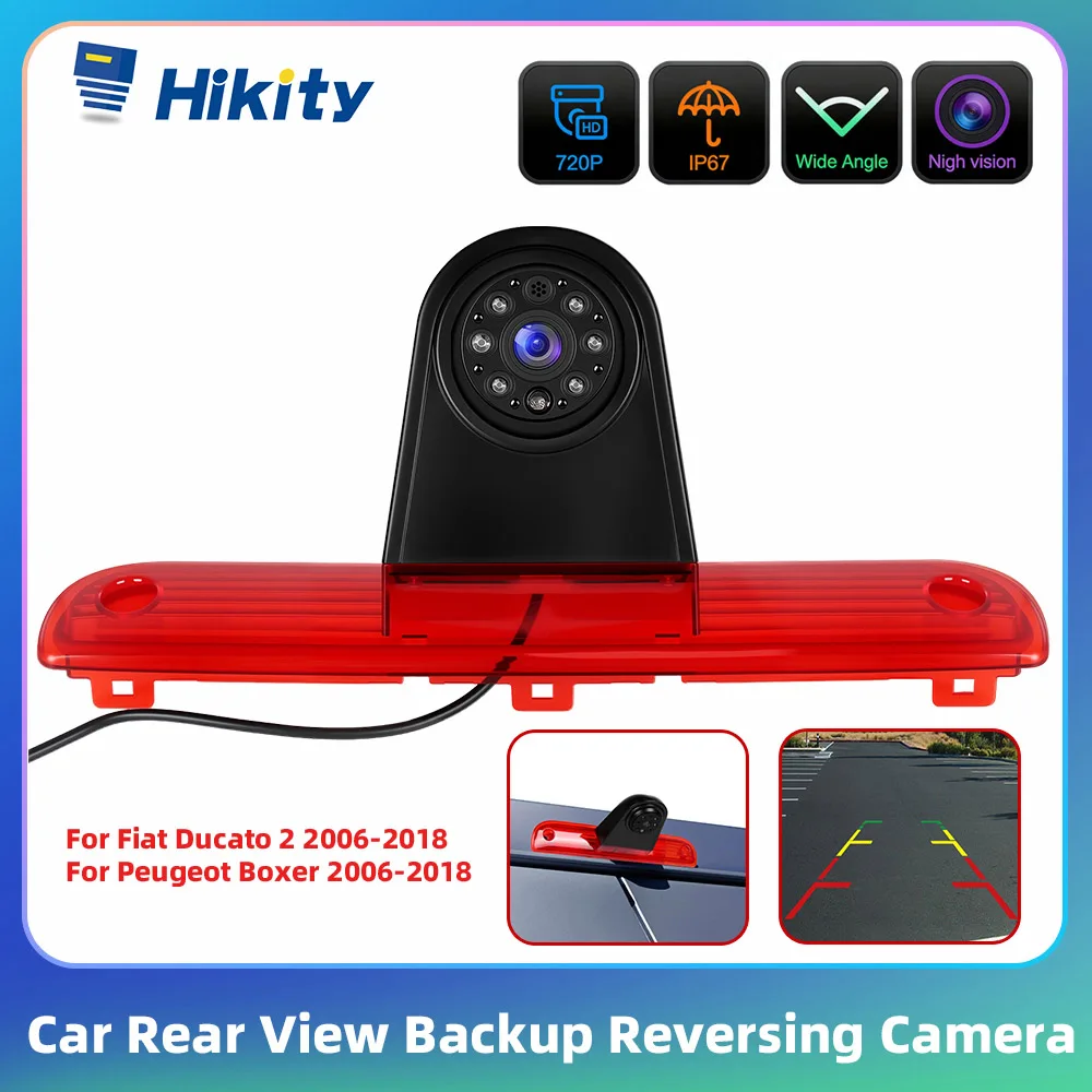 Hikity Hochmontierte Bremsleuchte Rückfahrkamera für Fiat Ducato 2006-2018/Peugeot Boxer 2006-2018 Wasserdicht 140 ° Betrachtungswinkel Image