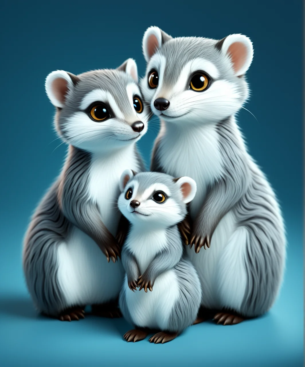 Niedliche Frettchen-Familie Backform Schokoladen-Fondant Kuchendekoration DIY Silikonform Image