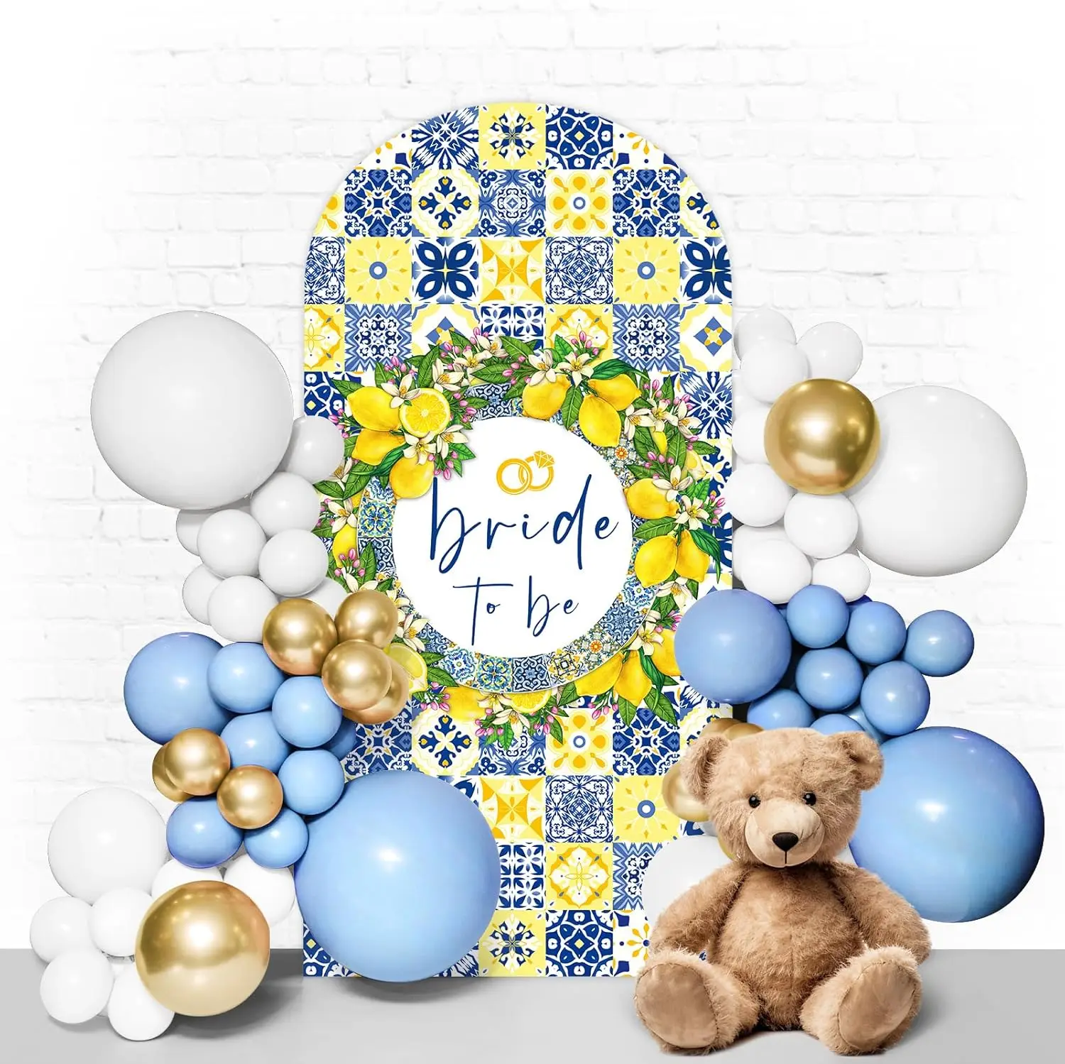 VIKAMA Zitronenbraut gewölbter Hintergrund Standabdeckung, Hochzeit gewölbter Abdeckung Hintergrundtuch, Hochzeitsdekoration, Partyfotografie Image