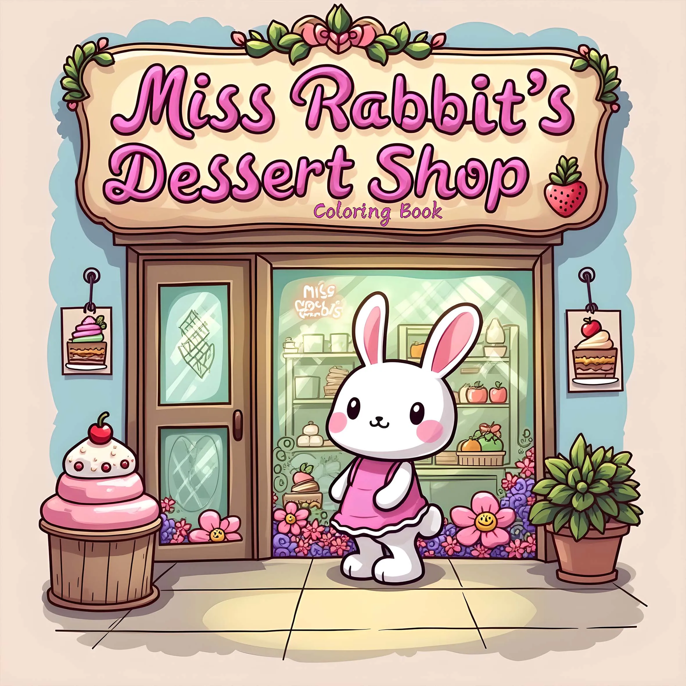 Miss Rabbit's Dessert Shop Malbuch für Erwachsene: Kühne & Einfache Süße Dessert-Muster, Stressabbau, DIY Zeichen-Aktivitätsbuch Image