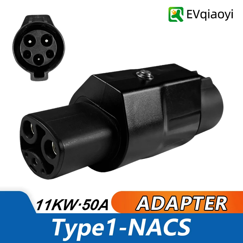 EVqiaoyi Typ1 auf NACS EV-Ladeadapter 50A 11KW Schnellladeanschluss J1772 Stapelkonverter für Tesla Model S/X/3/Y Image