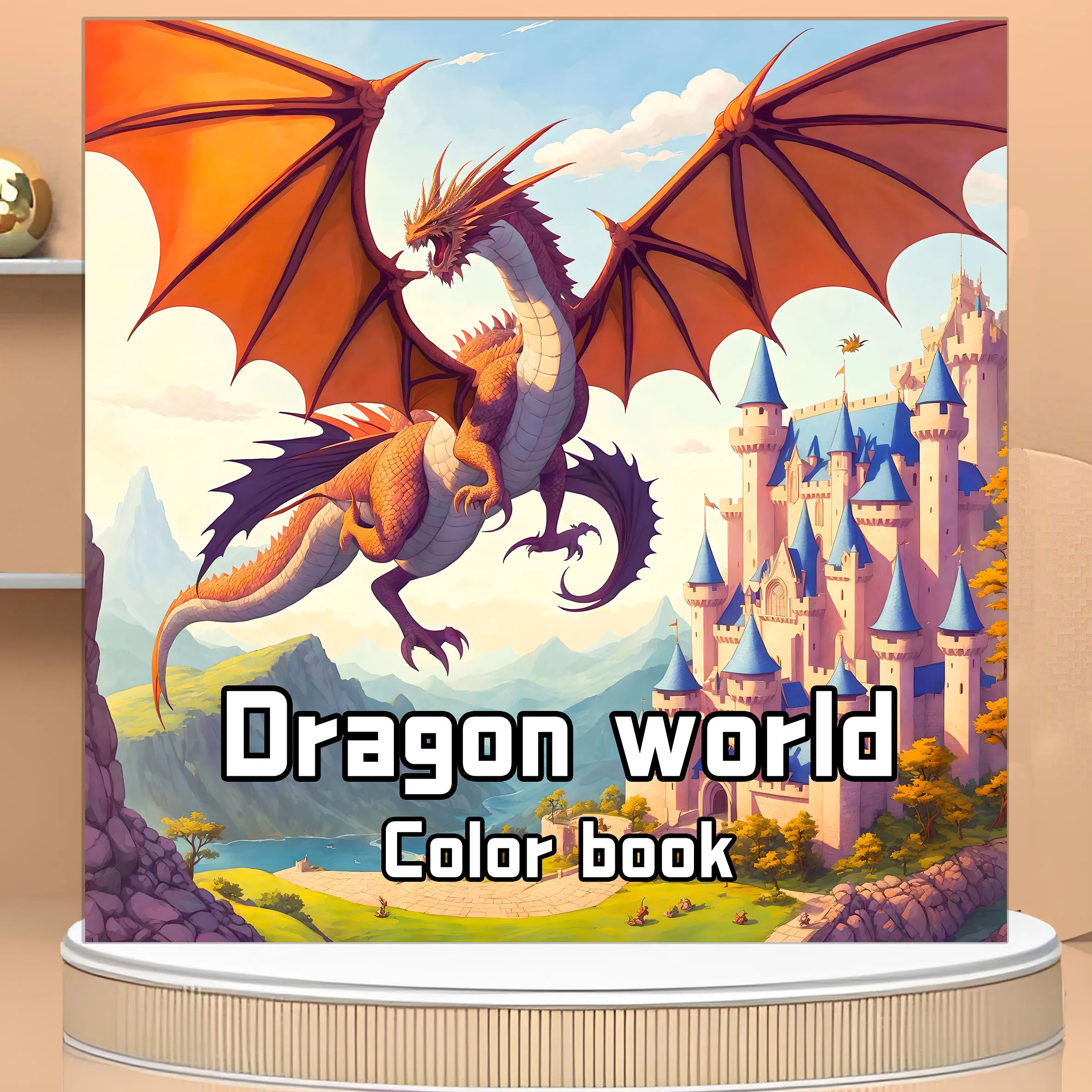 1 Stück gemütliches Familien-Drachenwelt-Malbuch, 26 Blatt, entspannende und beruhigende Designs, perfektes Geschenk für Kinder und Erwachsene Image