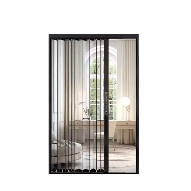 Einkaufszentrum Wohnzimmer unsichtbare Trennwand Tür Acrylplatte Schiebetür, winddichte Kristallplatte Falttür Image