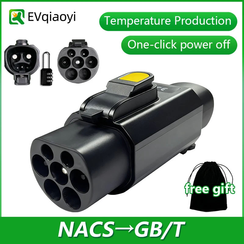 EVqiaoyi NACS zu GB/T EV-Adapter 32A 7KW von Tesla Pile zu GB/T EVs Konverter mit Temperaturregelung für schnelles, sicheres Laden Image