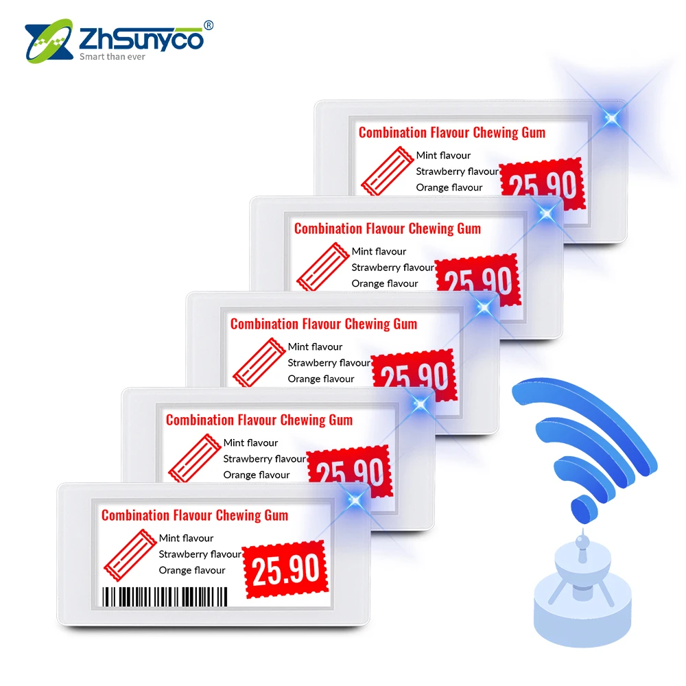 5 Stück 2,9 Zoll BLE 3-Farben-E-Ink-Display Elektronisches Regaletikett Elektronische digitale Preisschilder für den Einzelhandelsgebrauch Image