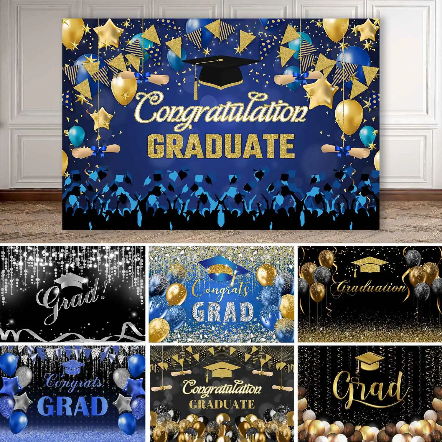 Hintergrund für die Abschlusssaison 2025, Bachelor-Mütze, Ballon-Party, dekorativer Hintergrund, Fotografie-Hintergrund Image