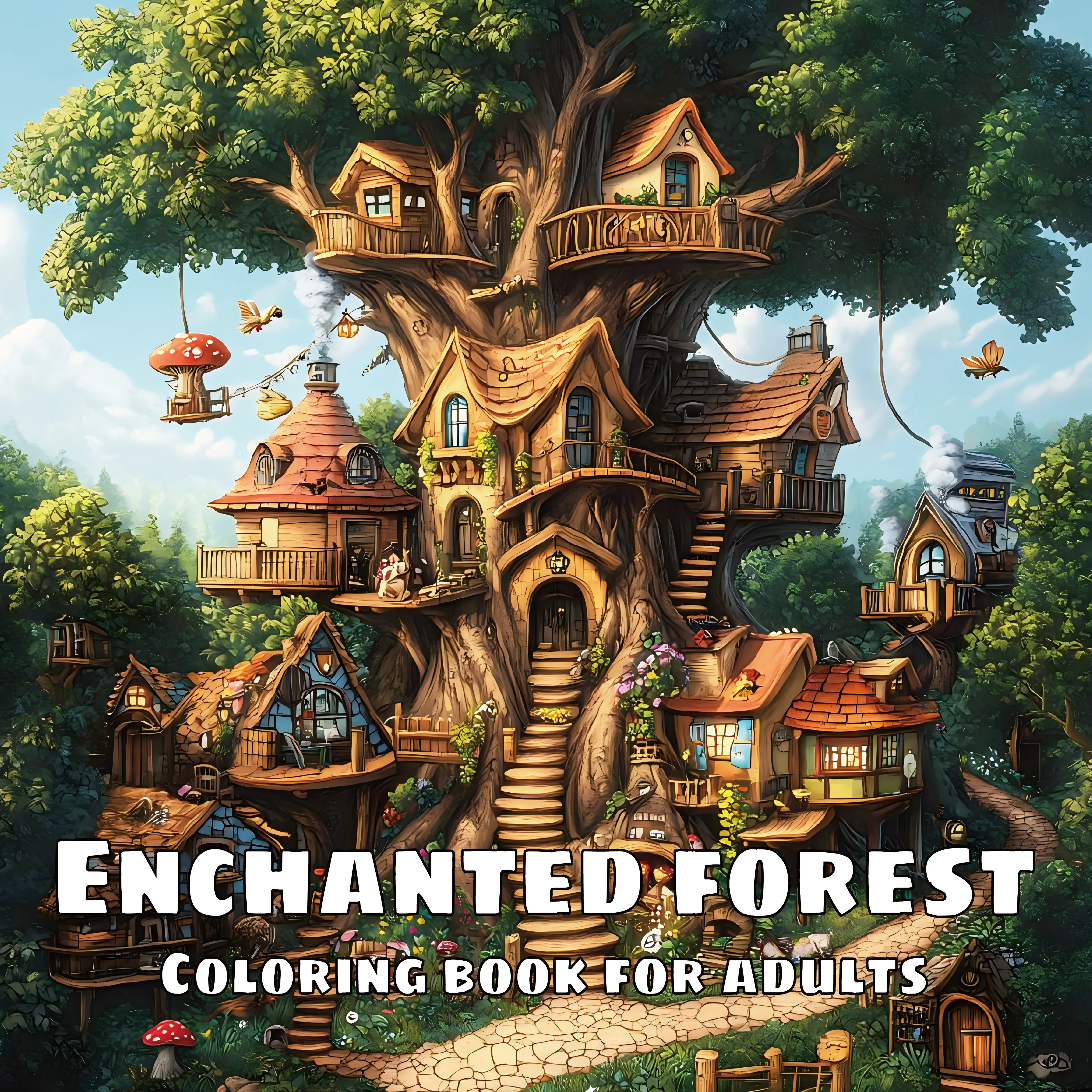 Bilderbuch für Erwachsene: ENCHANTED FOREST Malbuch mit realistischen malerischen Landschaften für Entspannung und Kreativität Image