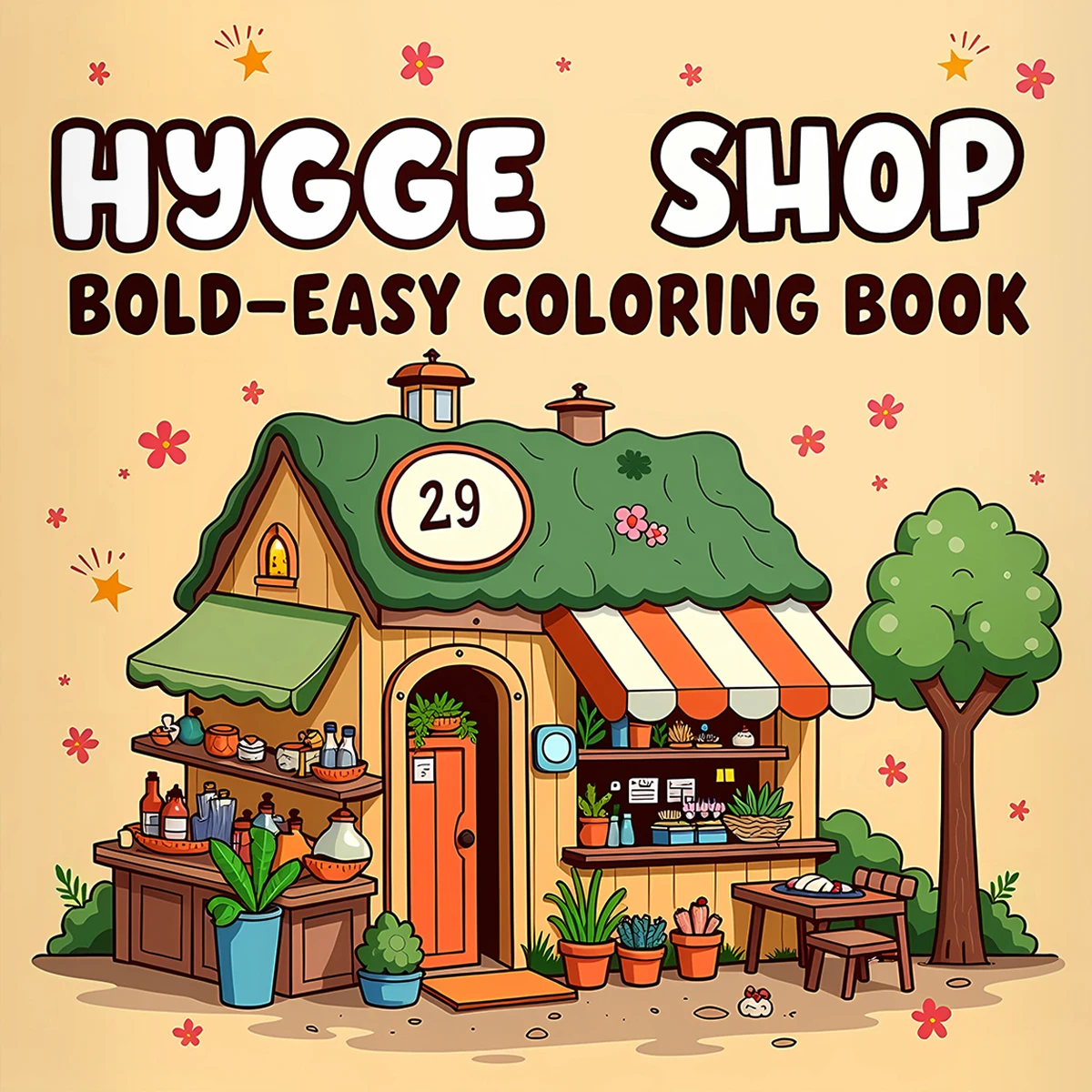 HYGGE SHOP BOLD-EASY Malbuch für Erwachsene, niedliches, gemütliches Zeichenbuch mit Szenen und Ecken, perfektes Geschenk für Party und Geburtstag Image