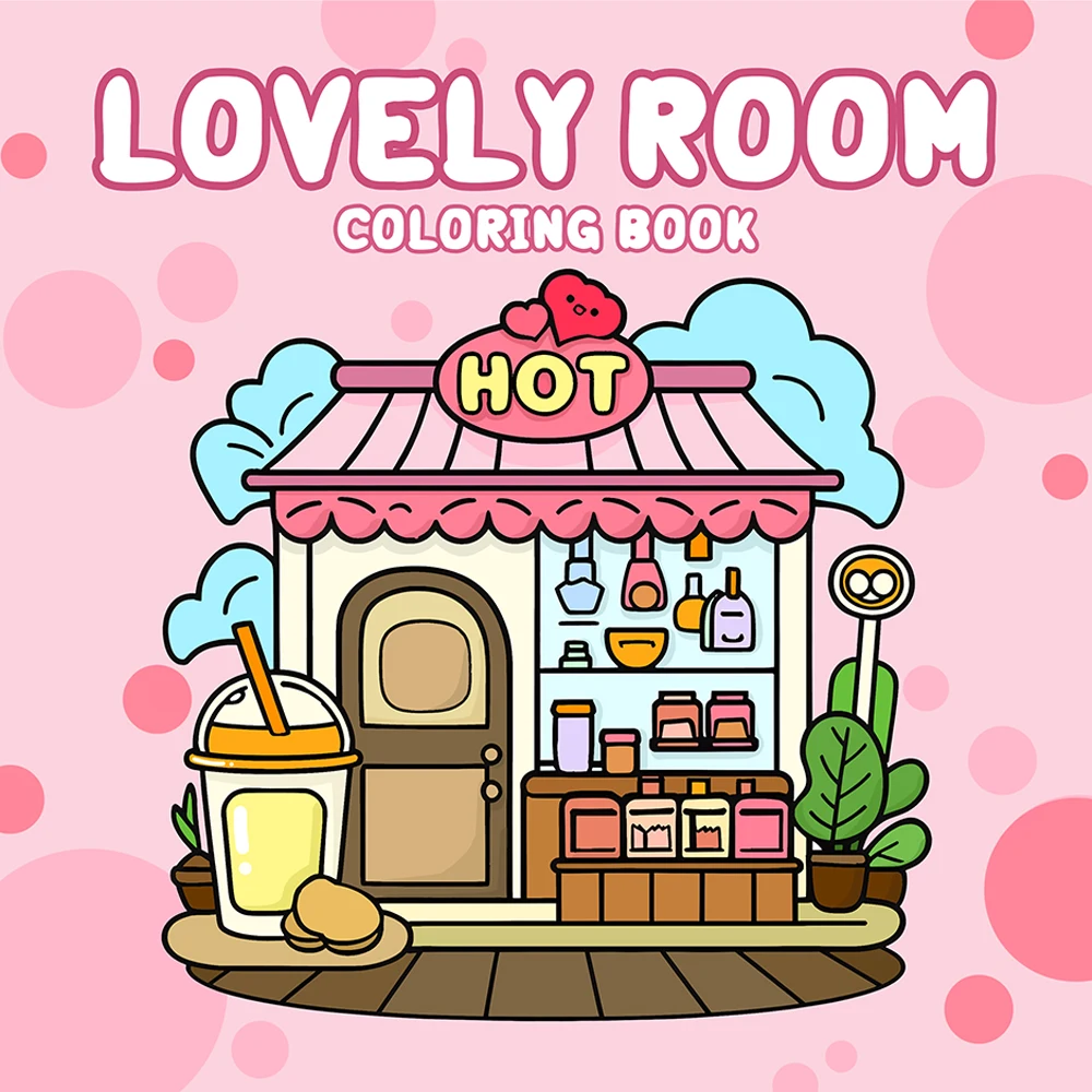 Schönes Zimmer-Malbuch für Erwachsene mit Cartoon-Motiv, kräftigen, einfachen Mustern für Entspannungen, Kinder-DIY-Mal- und Zeichenbücher ﻿ Image