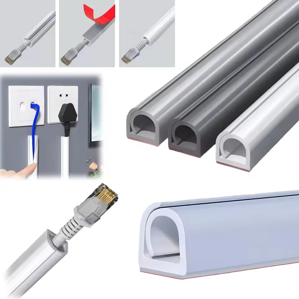 1PC 1/2/3/5m TV Kabel Management Kabel Hider Kabel Organizer Raceway Kit System Abdeckungen Kabel PVC Kabelkanal Kabelhülsen Image