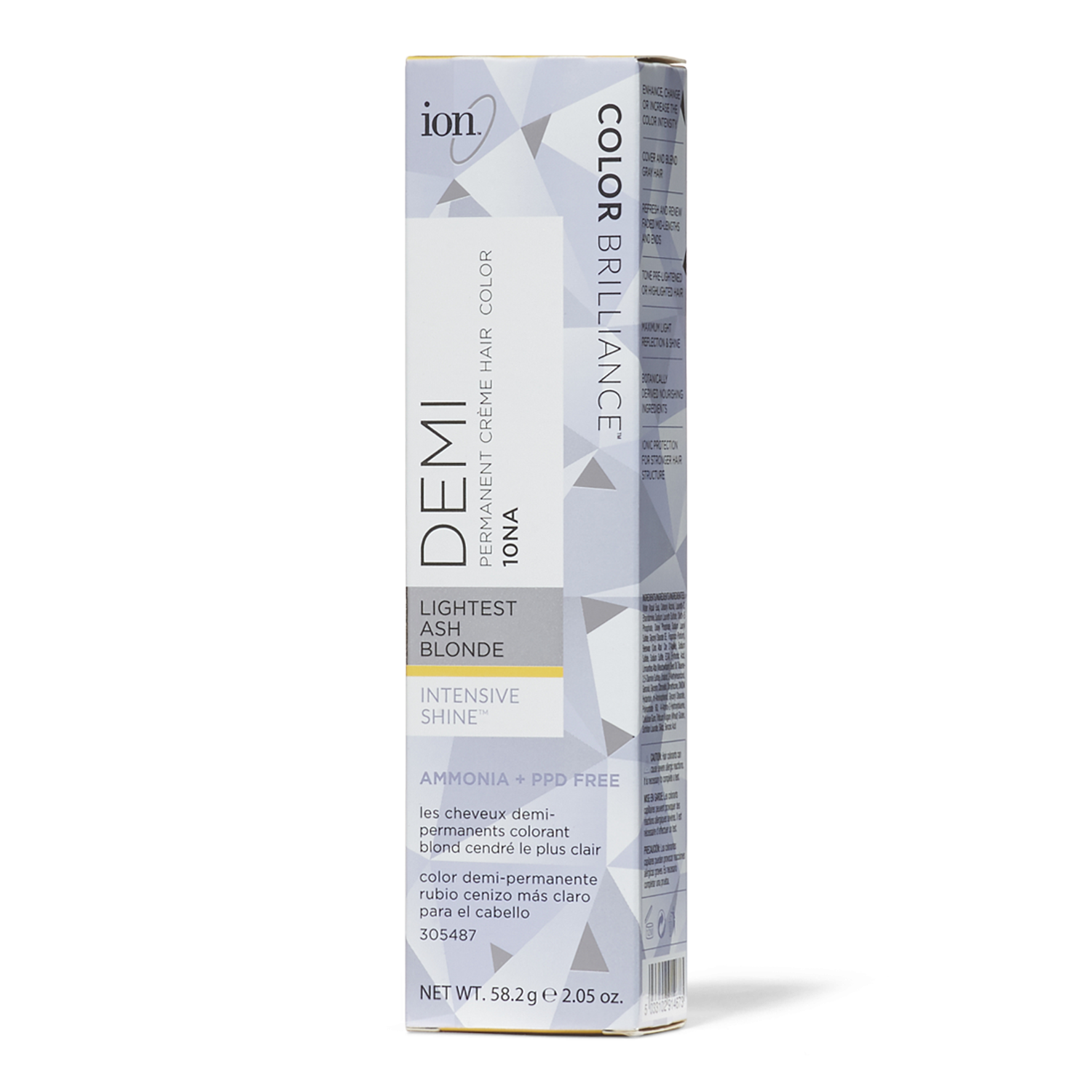 Ion Intensive Shine 10NA Lightest Ash Blonde Demi Permanent Creme Hair Color 2.05 Oz