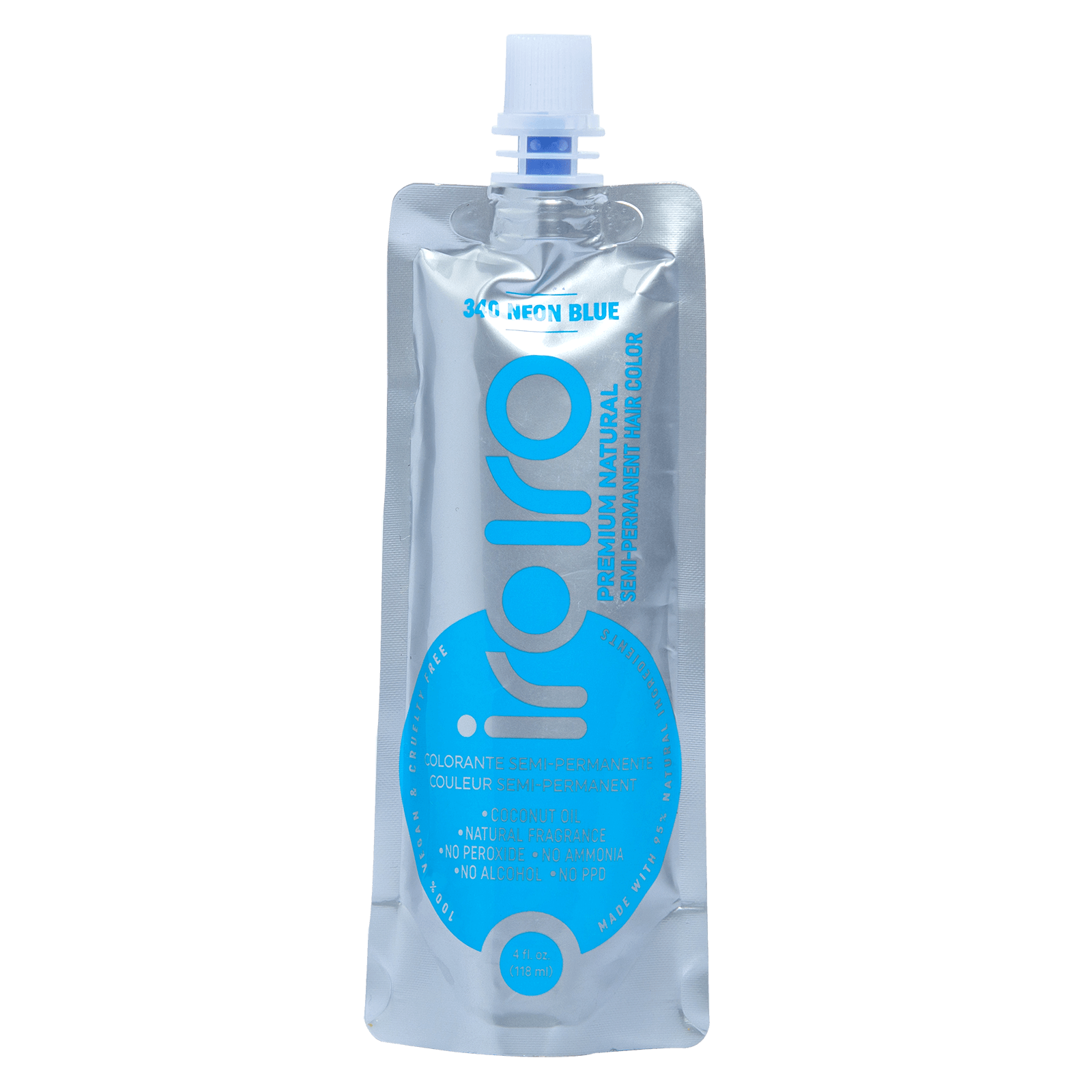 Iroiro 340 Neon Blue Premium Natural Semi Permanent Hair Color 4oz