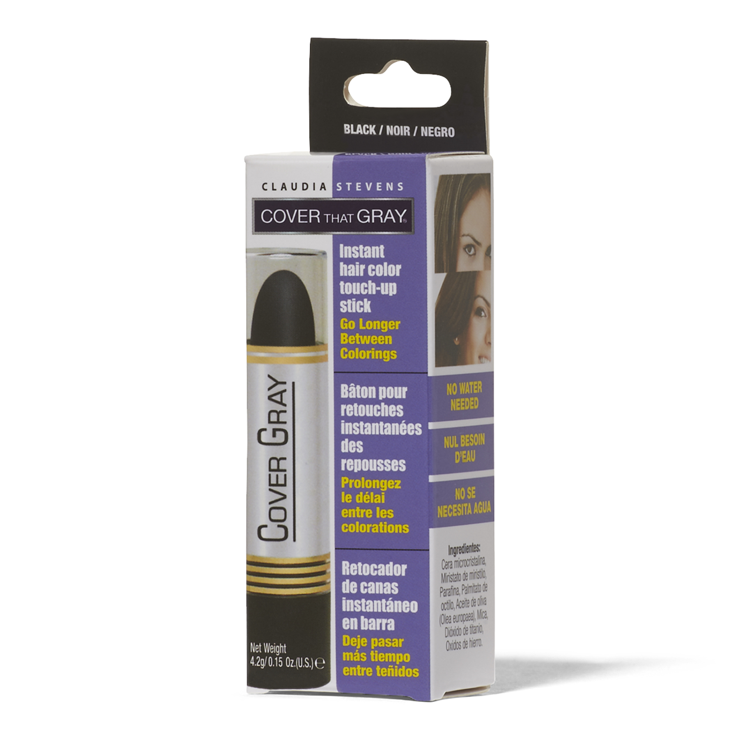 Claudia Stevens Black Temporary Color Touch Up Stick .15 Oz - Claudia Stevens