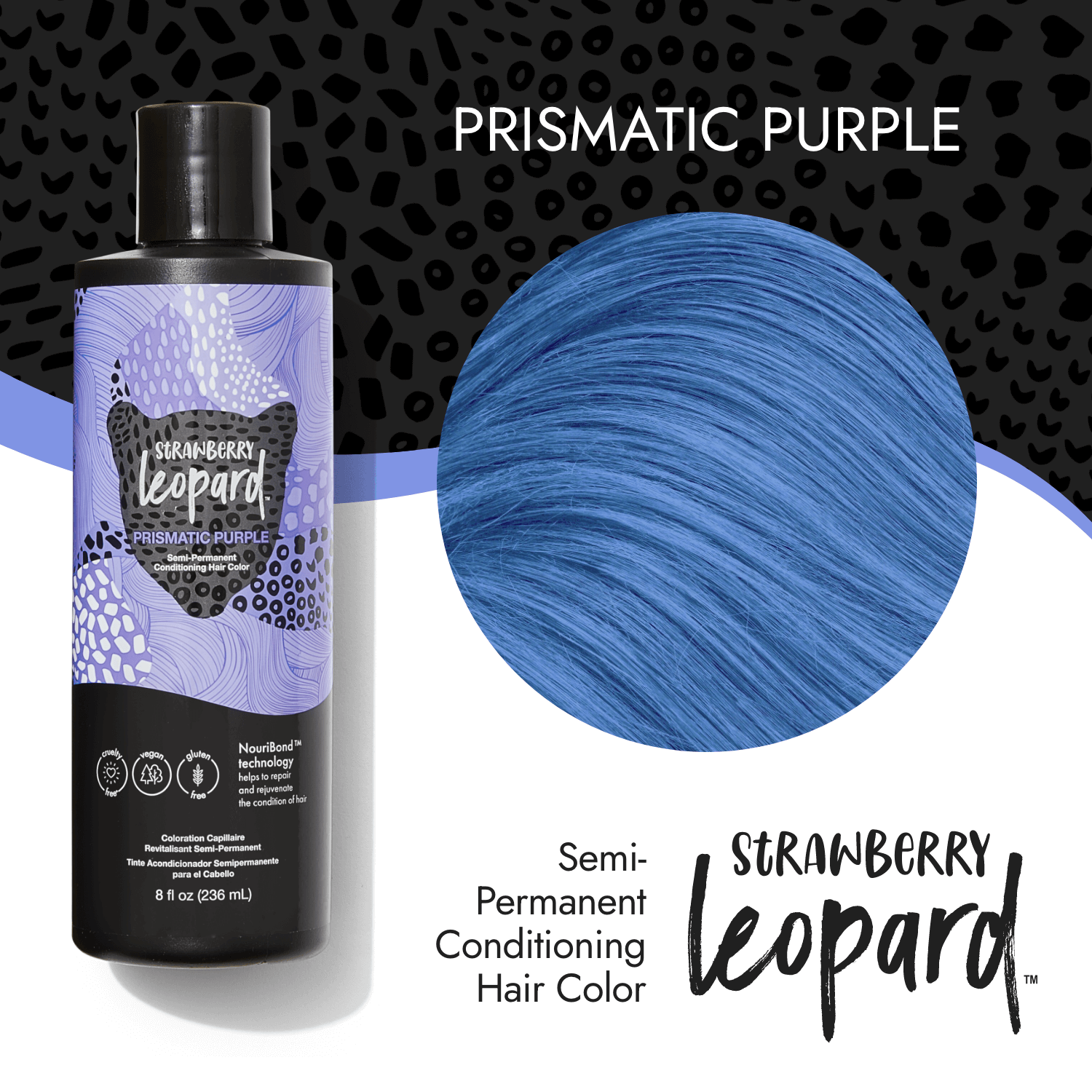 Strawberry Leopard Prismatic Purple Semi Permanent Conditioning Hair Color 8 oz