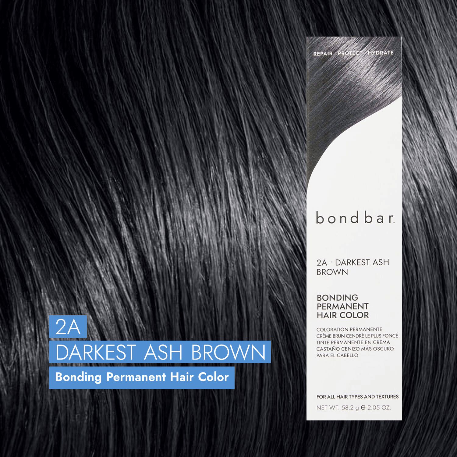 Bondbar 2A Darkest Ash Brown Bonding Permanent Crème Hair Color 2.05 Oz