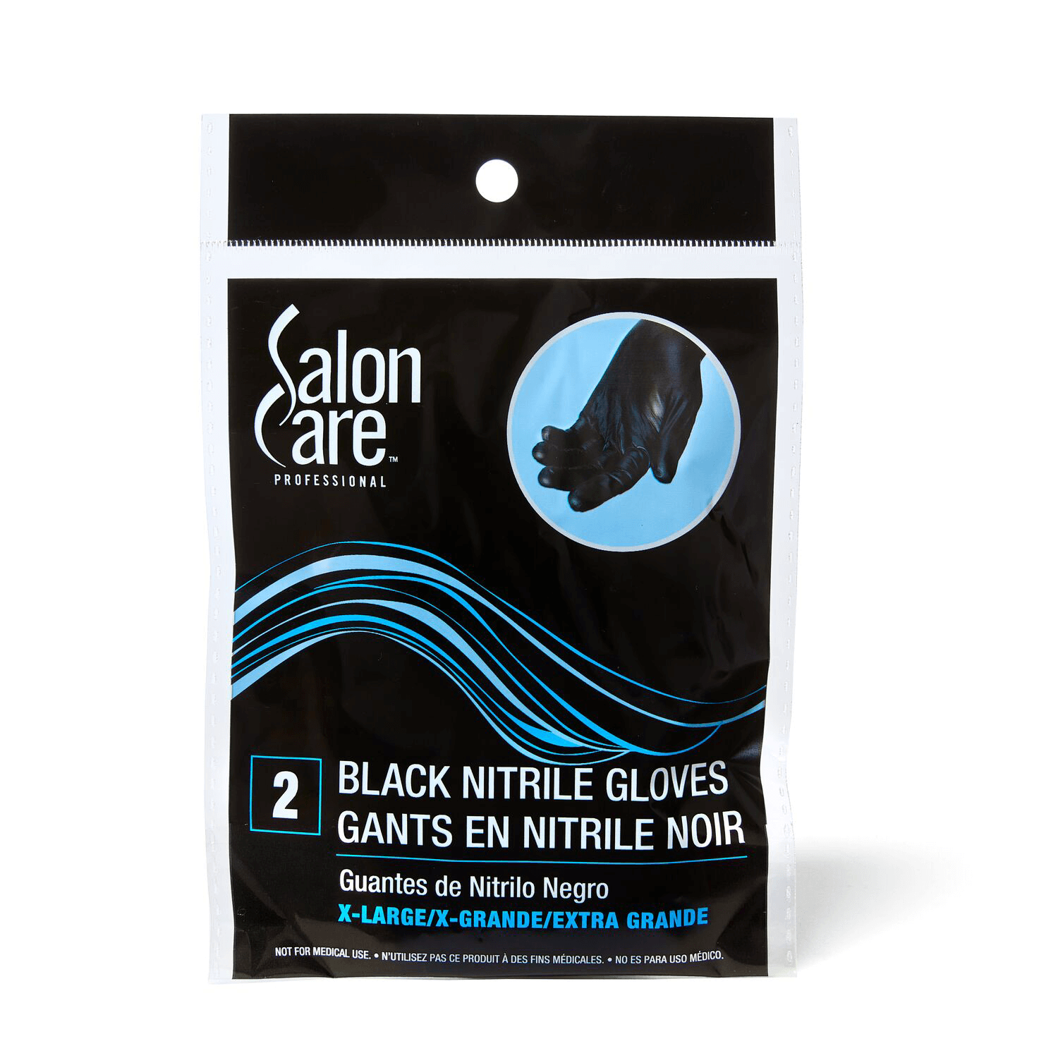 Salon Care X Large 2ct Black Nitrile Gloves X-Large