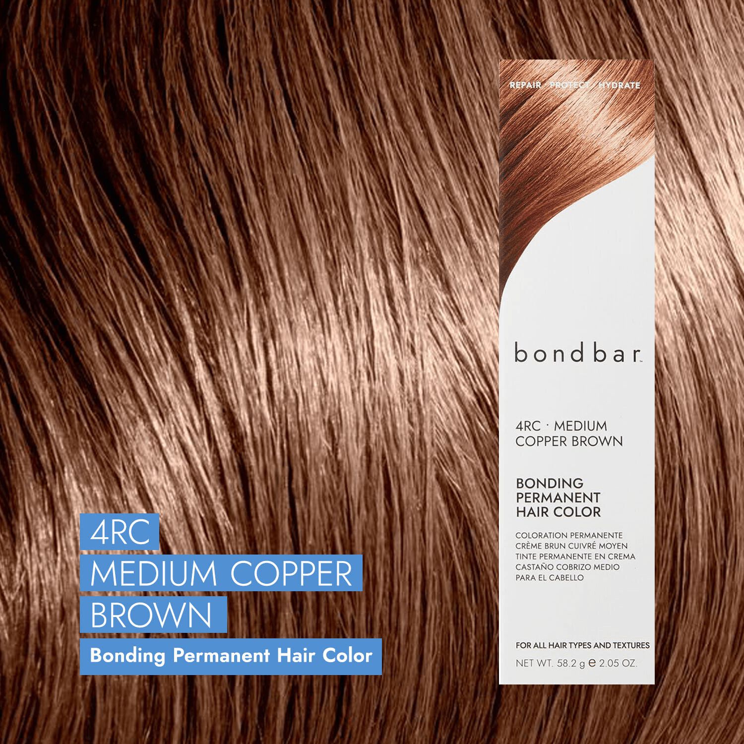 Bondbar 4RC Medium Copper Brown Bonding Permanent Crème Hair Color 2.05 Oz