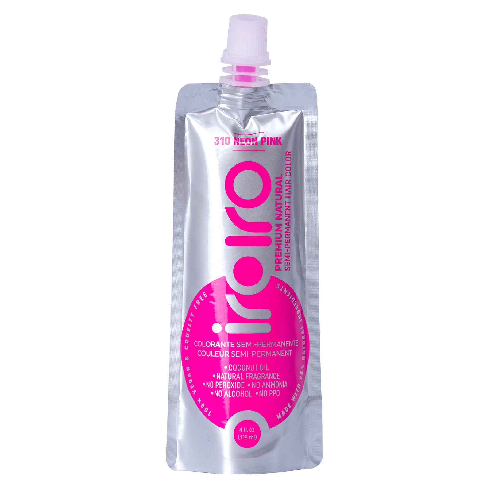 Iroiro 310 Neon Pink Premium Natural Semi Permanent Hair Color 4oz