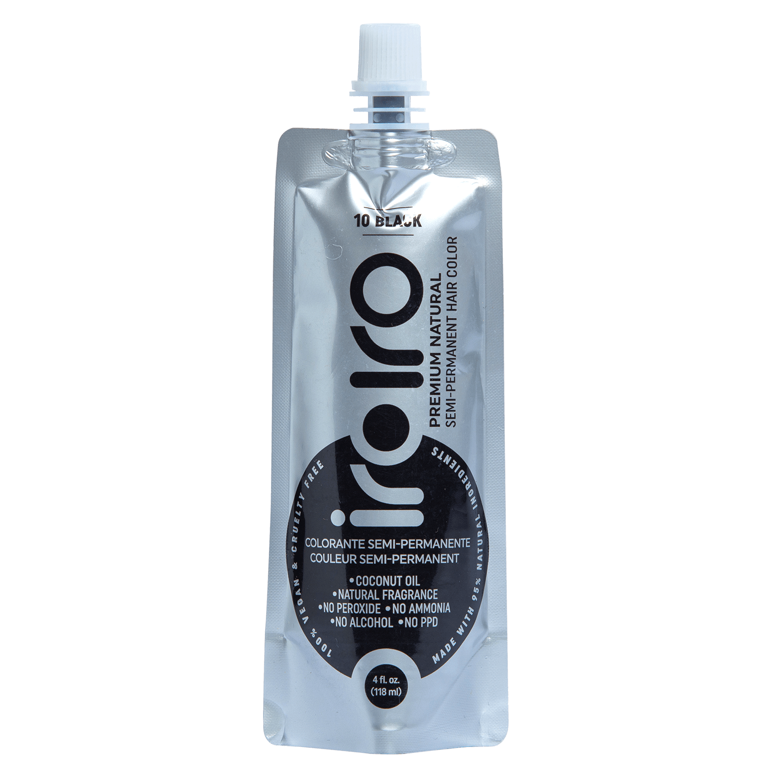 Iroiro 10 Black Premium Natural Semi Permanent Hair Color 4oz