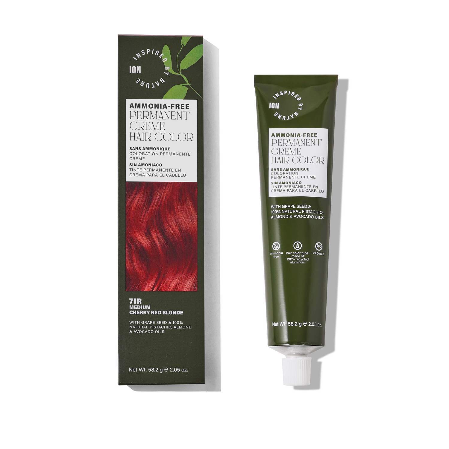 Inspired By Nature Ammonia-Free Permanent Hair Color Medium Cherry Red Blonde 7IR 2.05 Oz