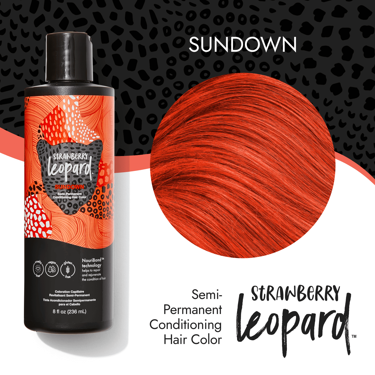 Strawberry Leopard Sundown Semi Permanent Conditioning Hair Color 8 oz - Strawberry Leopard