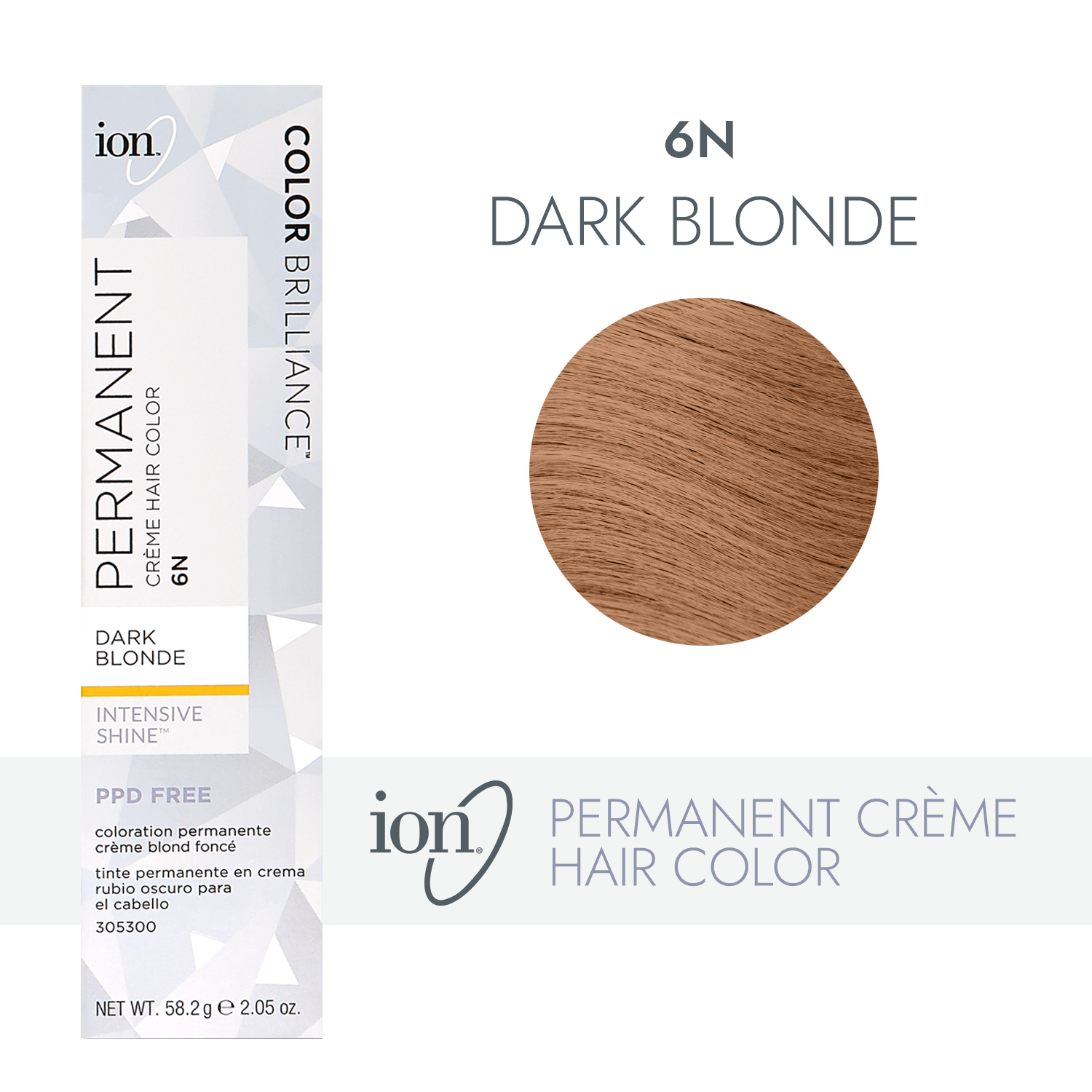 Ion 6N Dark Blonde Permanent Creme Hair Color 2.05 Oz