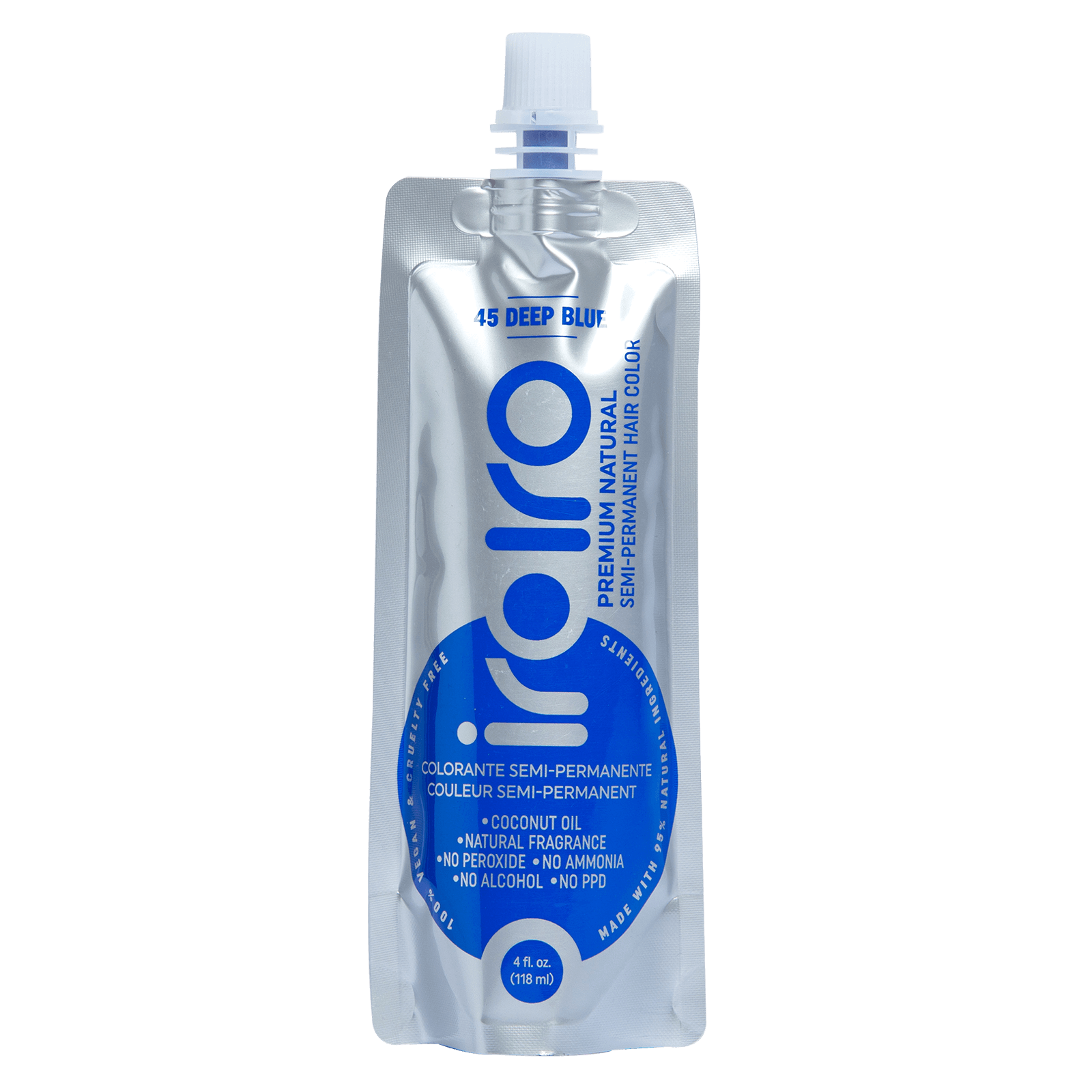 Iroiro 45 Deep Blue Premium Natural Semi Permanent Hair Color 4oz