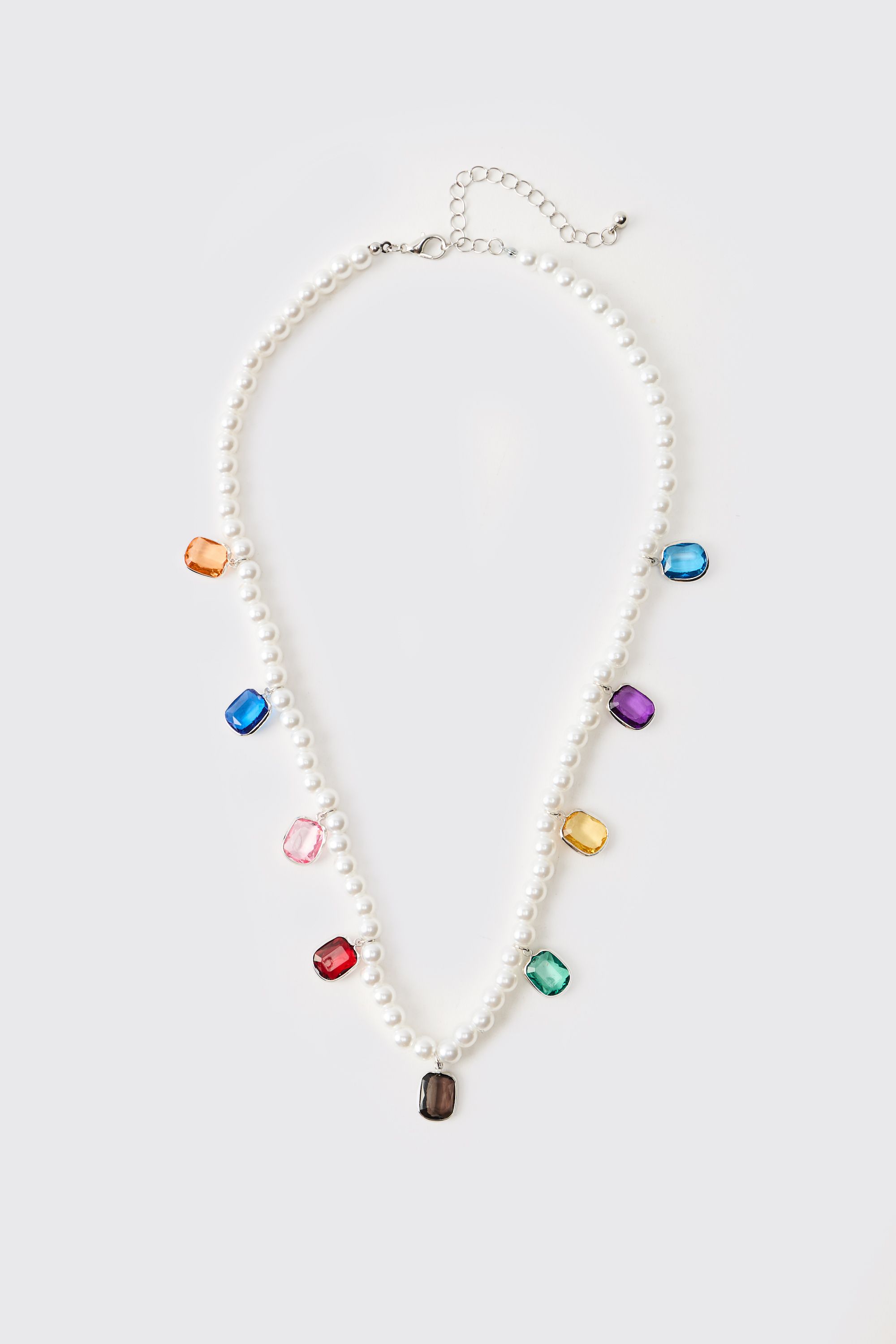 Boohooman Mens Gem Mock Pearl Necklace - White - One Size | Boohooman Sale | Discount Designer Brands