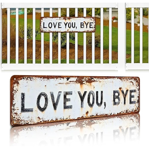 ti amo, ciao – cartello da parete in metallo vintage, cartelli in metallo ti amo, decorazione da parete in metallo in stile retrò verde, corridoio decorazioni per porte, decorazioni murali in stile