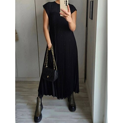 Per donna Abito lungo maxi Vestito Casual Abito Estivo Elegante Moda Moderno All'aperto Vacanza Uscire Vestibilità comoda Semplice Senza Maniche Girocollo Nero Giallo Borgogna Marrone Estate Primavera - Lightinthebox.com/it