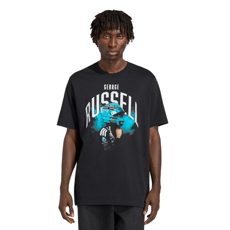 "Mercedes AMG Petronas adidas F1 George Russell Grafik-T-Shirt – Schwarz" Image
