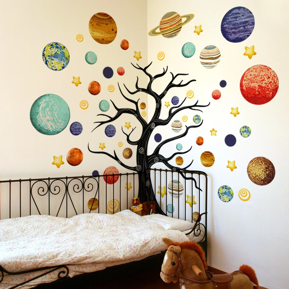 Cartoon Universum Planet Wandaufkleber Kinderzimmer Dekoration Tapete Kind Schlafzimmer Home Decor Aufkleber Kinderzimmer Selbstklebendes Wandbild