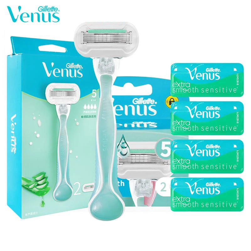 Gillette Venus Damenrasierer, 5-lagige Klinge, glatte Klingen, Haarentfernungsmesser für Frauen, Aloe Anti-Allergie-Haarentferner Image