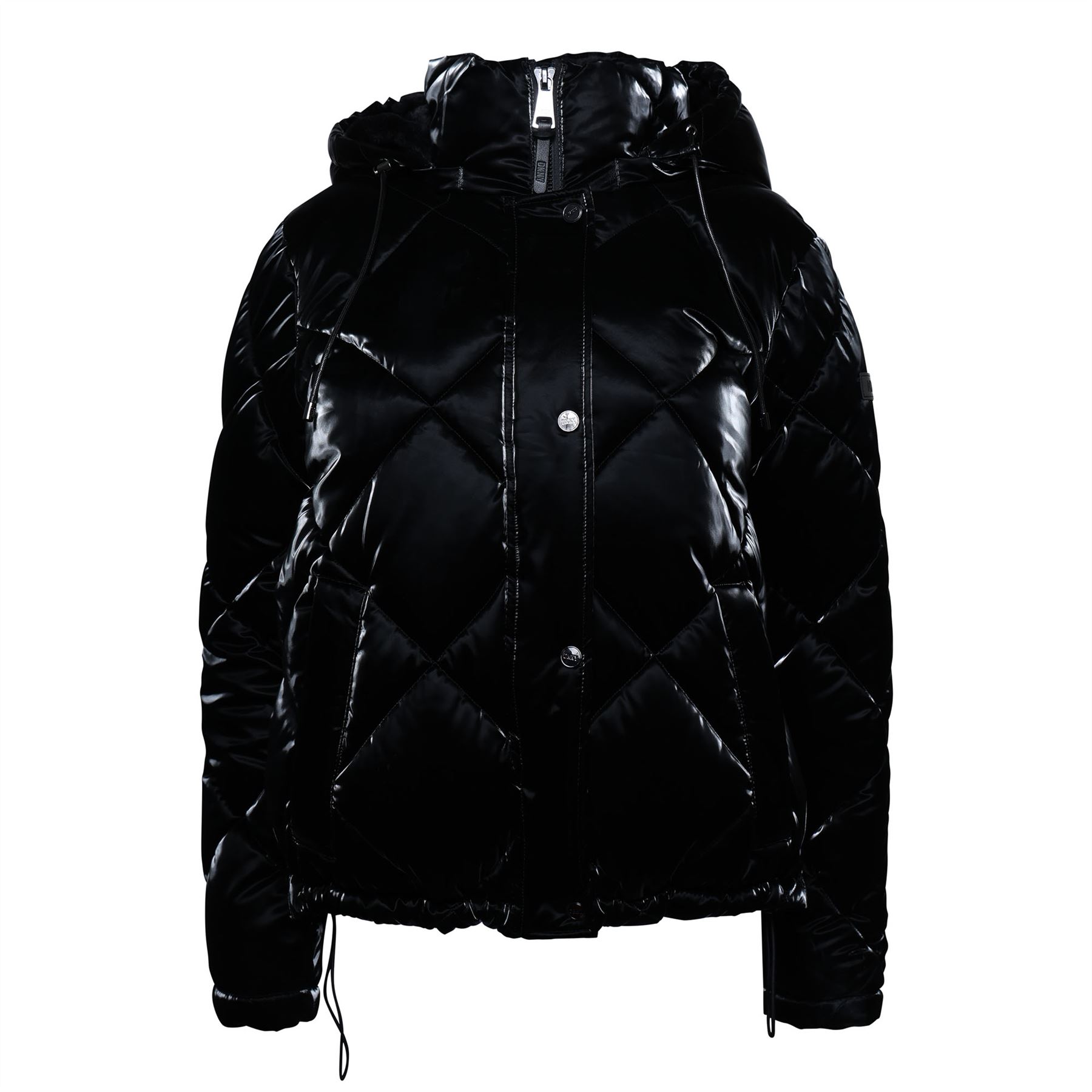 DKNY Womens Zpfrt Diamond Quilted Jacket in Black - Size Medium | DKNY Sale | Discount Designer Brands
