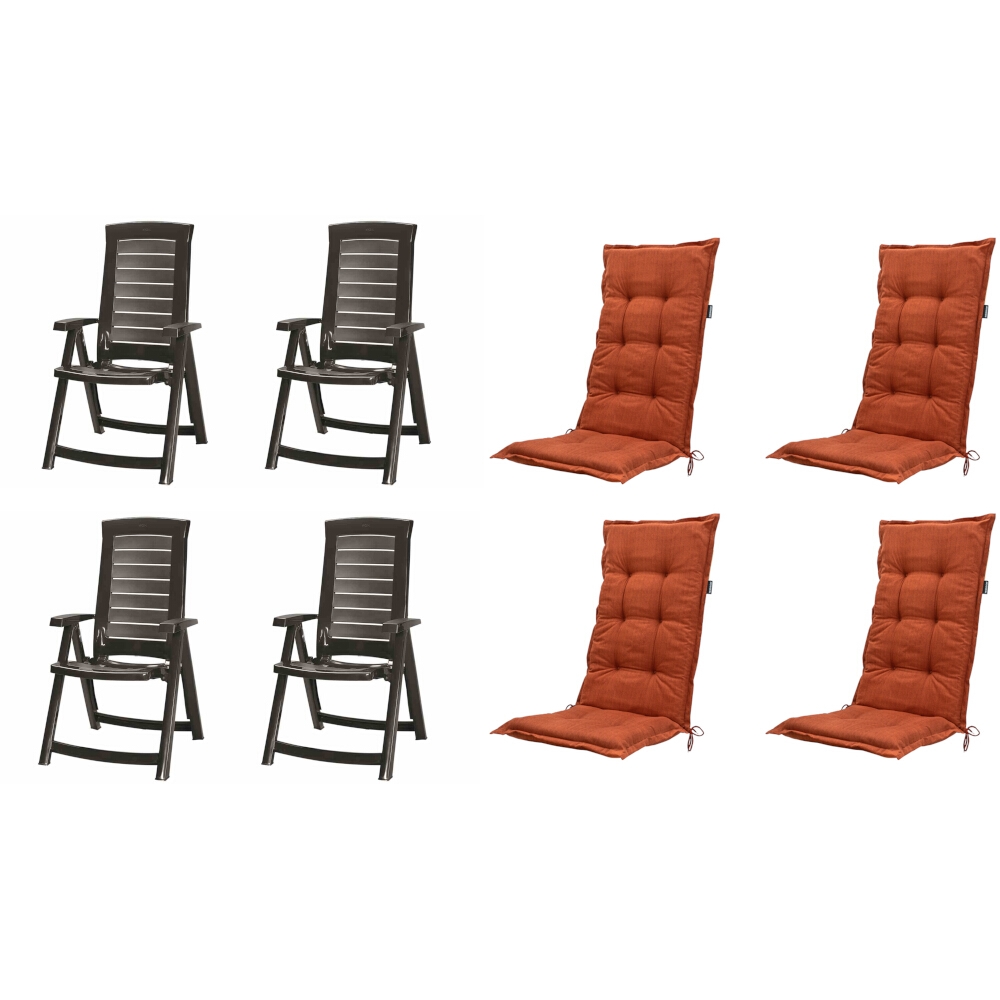 Jardin Aruba SET bestehend aus 4x Klappsessel graphit, 4x Auflage Basic terra Image