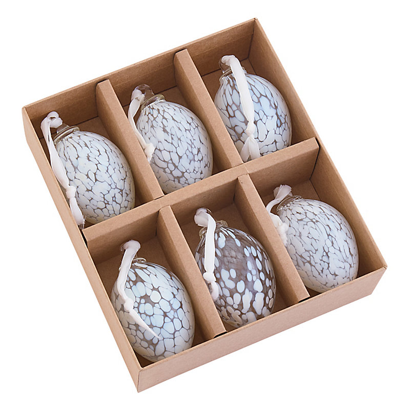 Confetti Glass Easter Eggs - Set of 6 - White - Ballard Designs