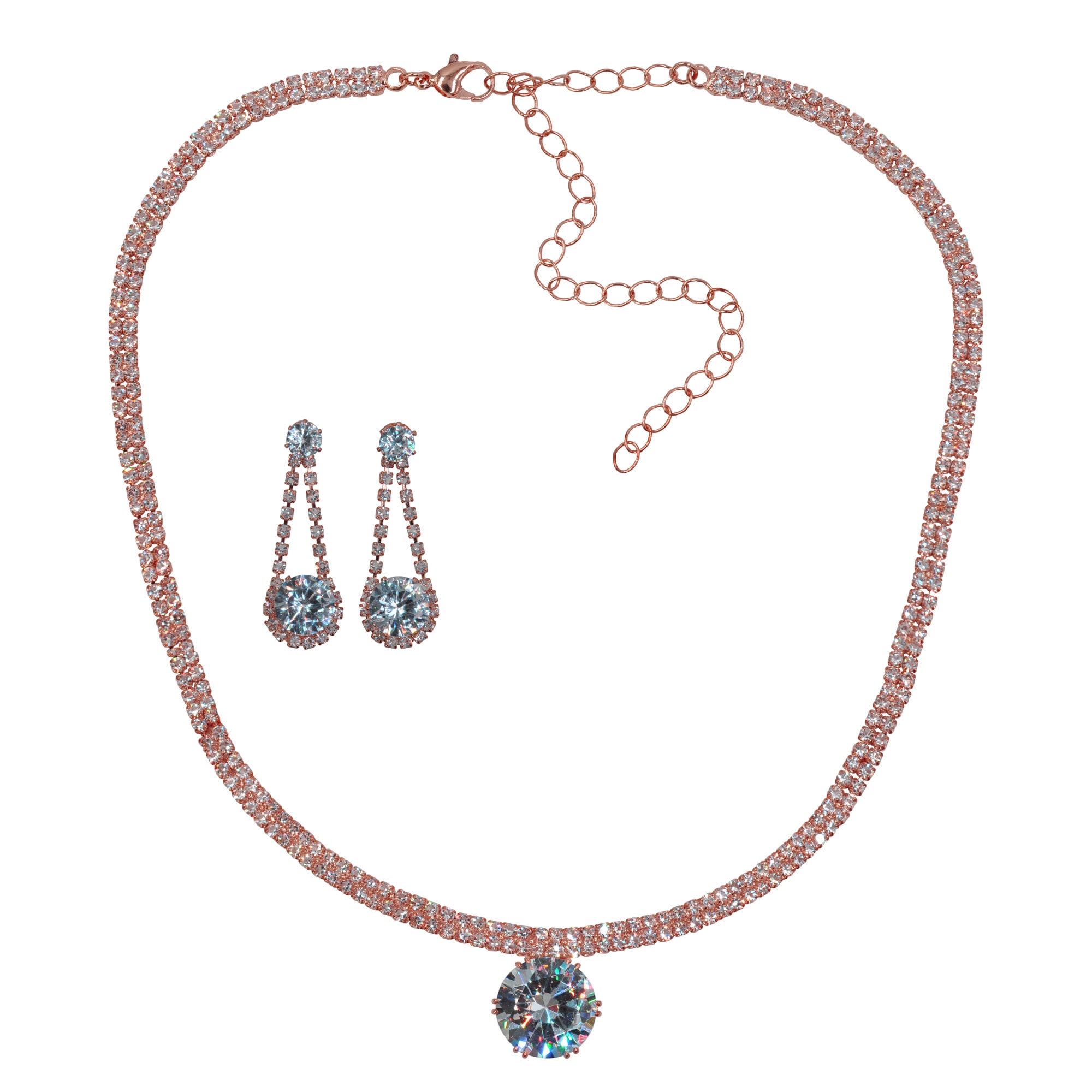 Collierkettchen STEUER "Metall rose Glasstein weiß", rosa, Halsketten, Damen, 57,0cm, Metall, L: 57 B: 15mm, glänzend, B:15mm